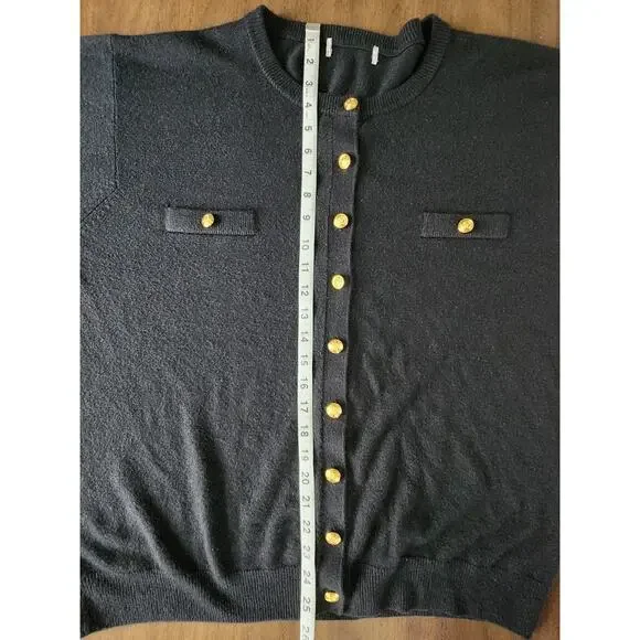 Unbranded Women’s Black Knit Long Sleeve Cardigan w/ Gold Buttons Size XL - Picture 6 of 6